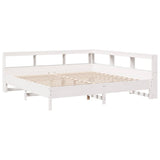 Lit bibliothèque sans matelas blanc 200x200 cm bois pin massif