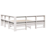 Lit bibliothèque sans matelas blanc 200x200 cm bois pin massif