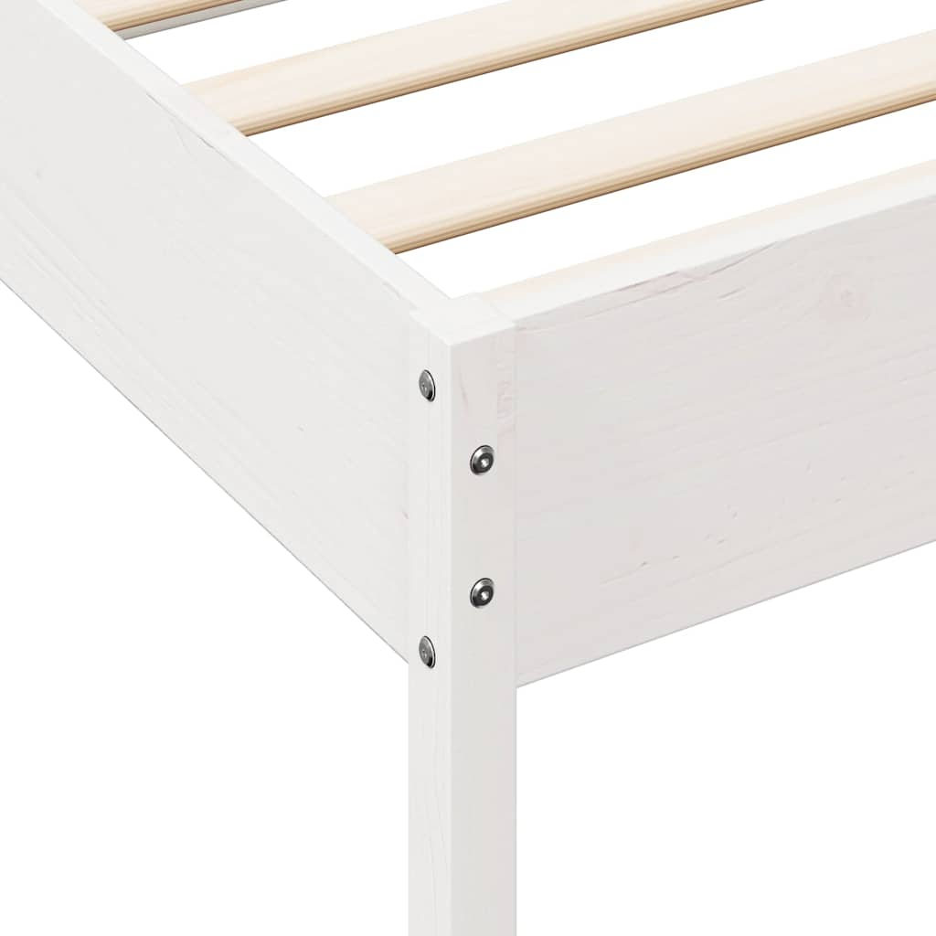 Lit bibliothèque sans matelas blanc 200x200 cm bois pin massif