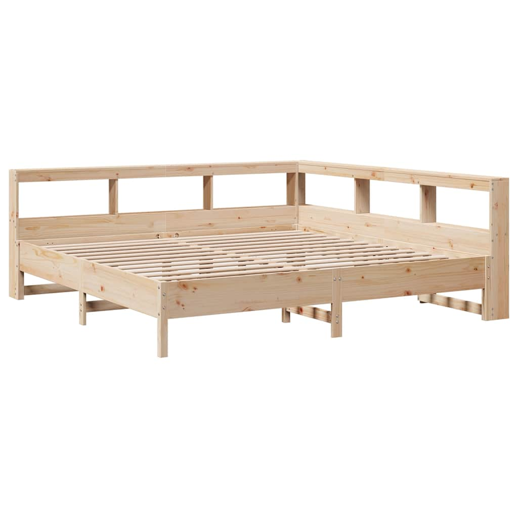 Lit bibliothèque sans matelas 180x200 cm bois massif de pin