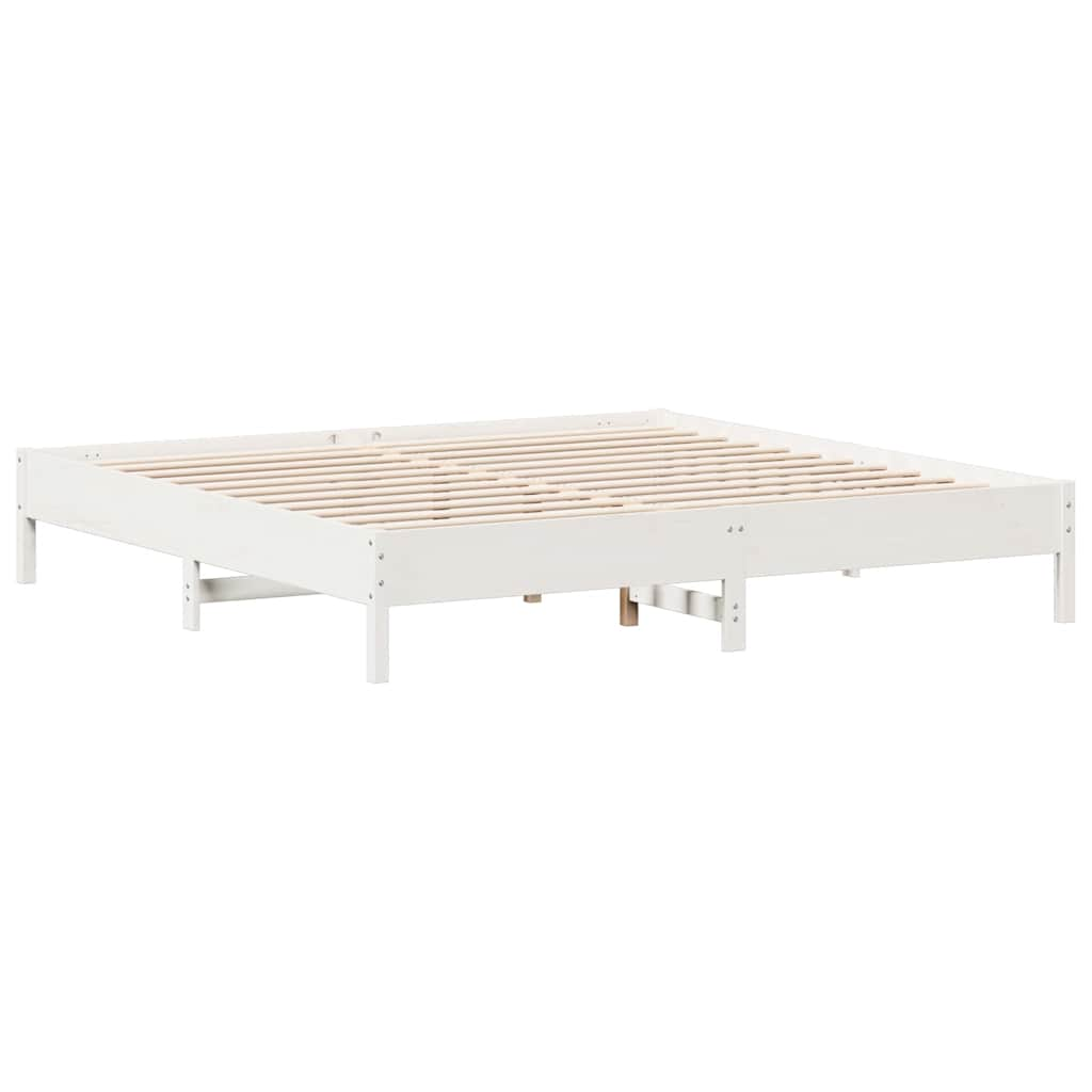 Lit bibliothèque sans matelas blanc 180x200 cm bois pin massif