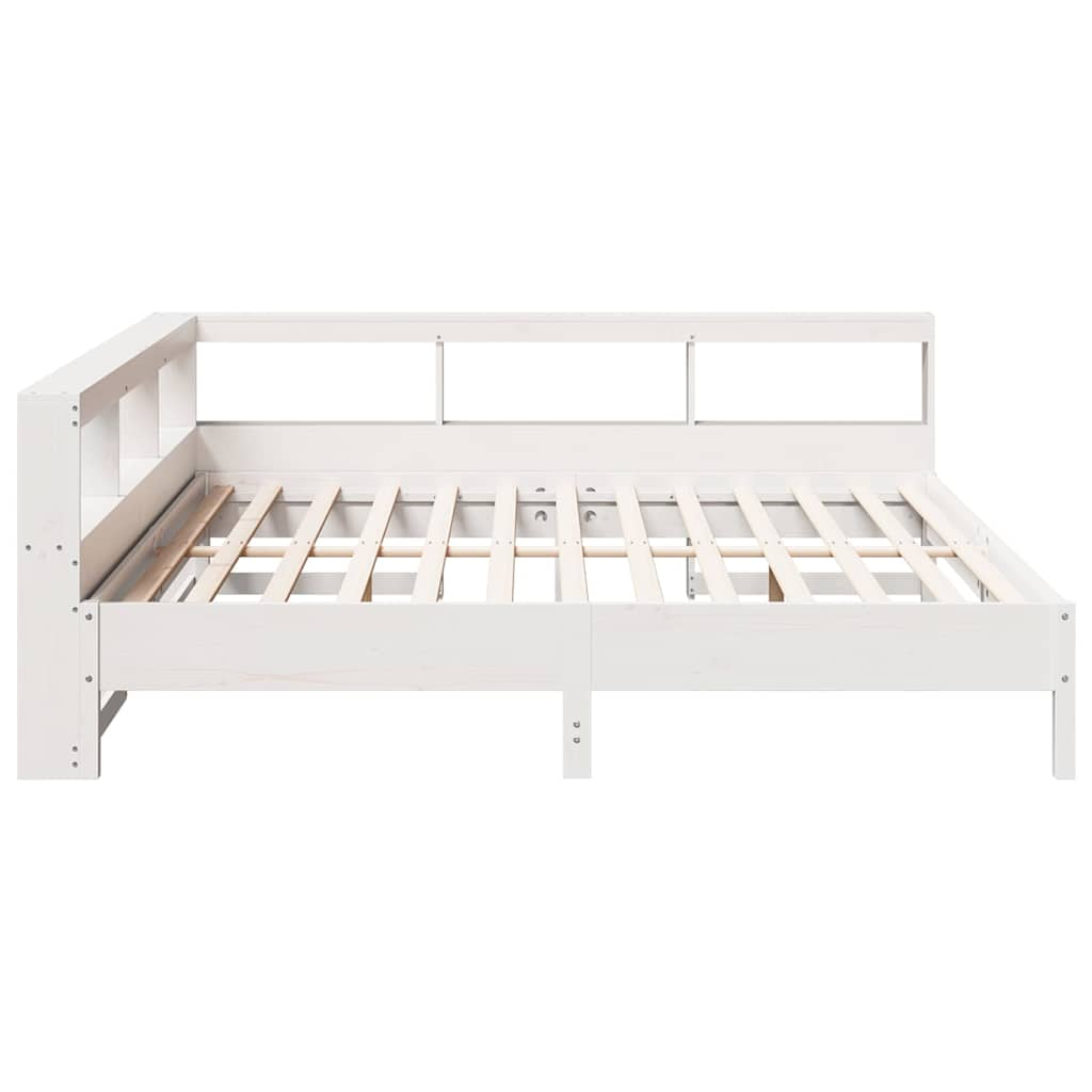 Lit bibliothèque sans matelas blanc 180x200 cm bois pin massif