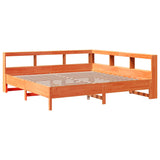 Lit bibliothèque sans matelas cire marron 180x200 cm pin massif