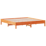 Lit bibliothèque sans matelas cire marron 180x200 cm pin massif