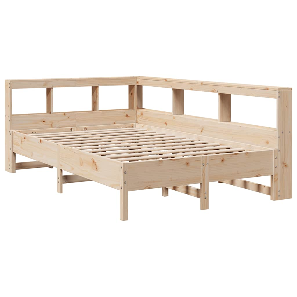 Lit bibliothèque sans matelas 160x200 cm bois massif de pin