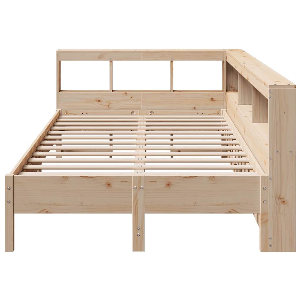 Lit bibliothèque sans matelas 160x200 cm bois massif de pin