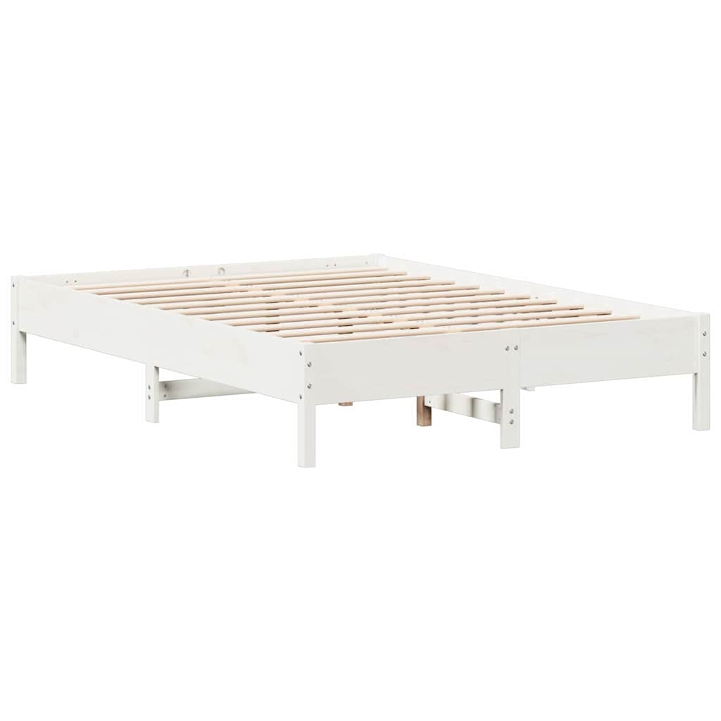 Lit bibliothèque sans matelas blanc 160x200 cm bois pin massif