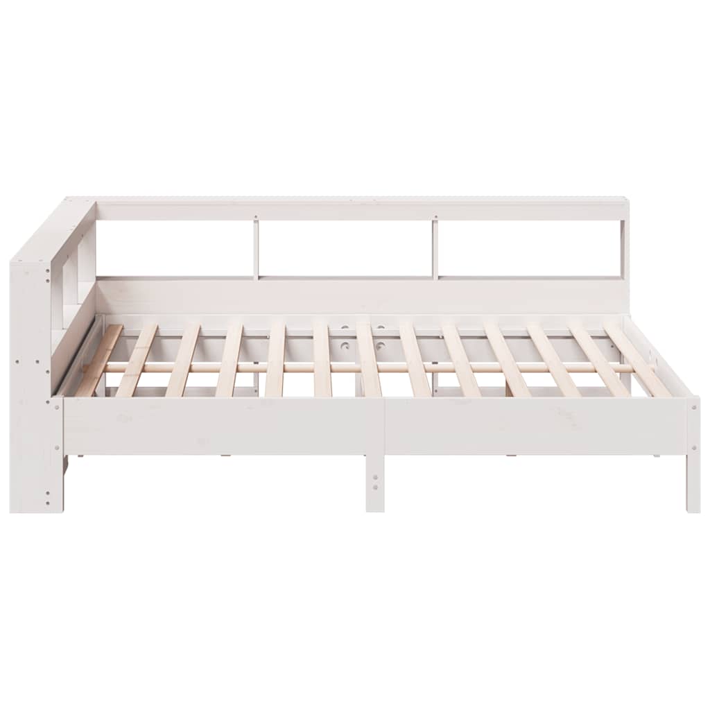 Lit bibliothèque sans matelas blanc 160x200 cm bois pin massif