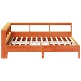 Library bed without brown wax mattress 160x200 cm solid pine