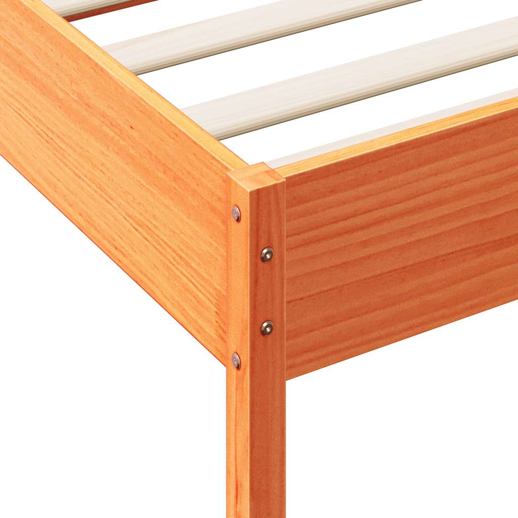 Library bed without brown wax mattress 160x200 cm solid pine