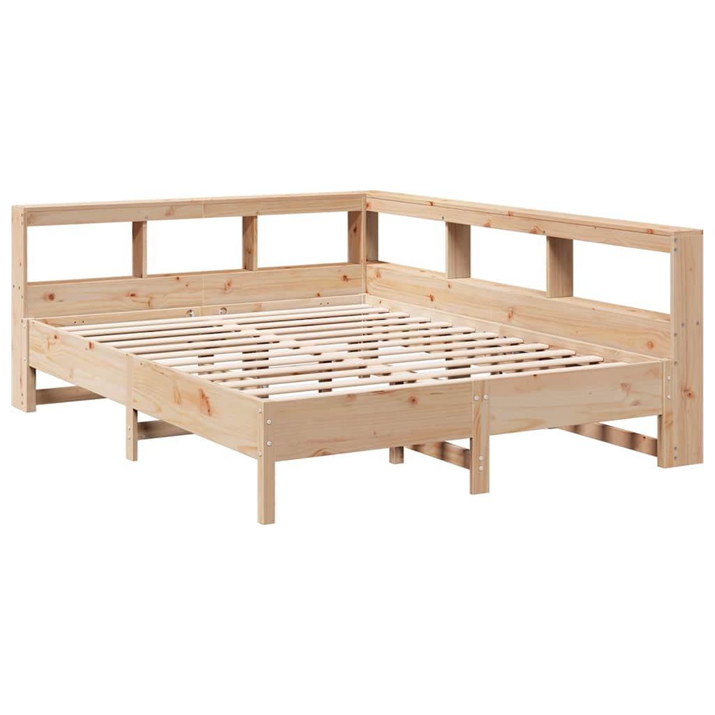 Lit bibliothèque sans matelas 150x200 cm bois massif de pin