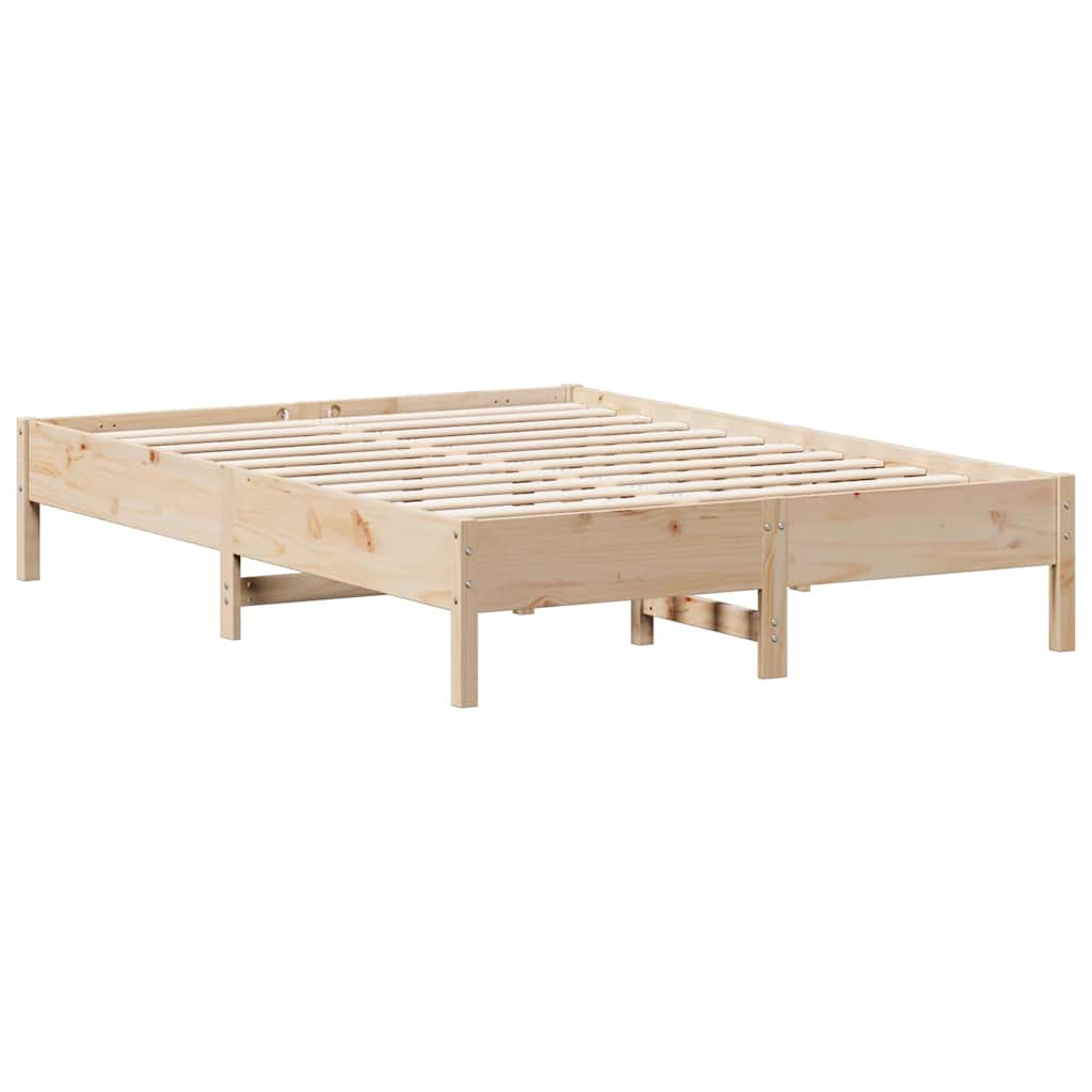 Lit bibliothèque sans matelas 150x200 cm bois massif de pin