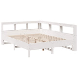 Lit bibliothèque sans matelas blanc 150x200 cm bois pin massif