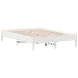 Lit bibliothèque sans matelas blanc 150x200 cm bois pin massif