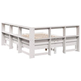 Lit bibliothèque sans matelas blanc 150x200 cm bois pin massif