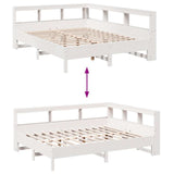 Lit bibliothèque sans matelas blanc 150x200 cm bois pin massif