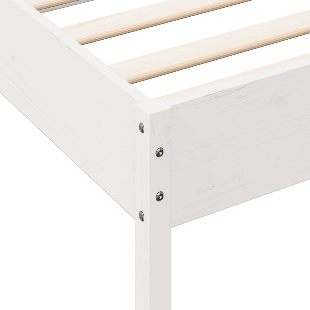 Lit bibliothèque sans matelas blanc 150x200 cm bois pin massif