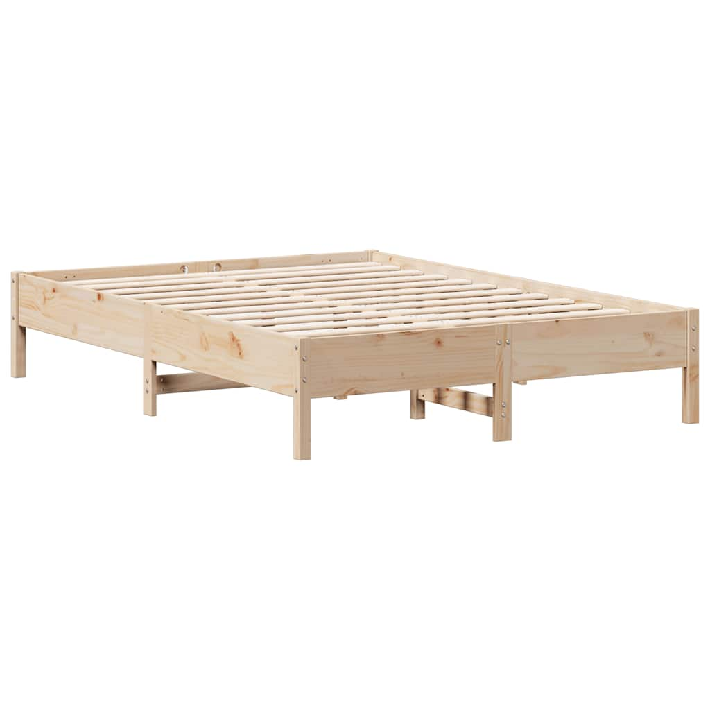 Lit bibliothèque sans matelas 140x200 cm bois massif de pin