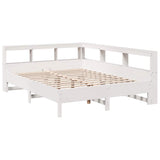 Lit bibliothèque sans matelas blanc 140x200 cm bois pin massif