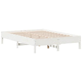 Lit bibliothèque sans matelas blanc 140x200 cm bois pin massif