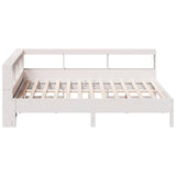 Lit bibliothèque sans matelas blanc 140x200 cm bois pin massif