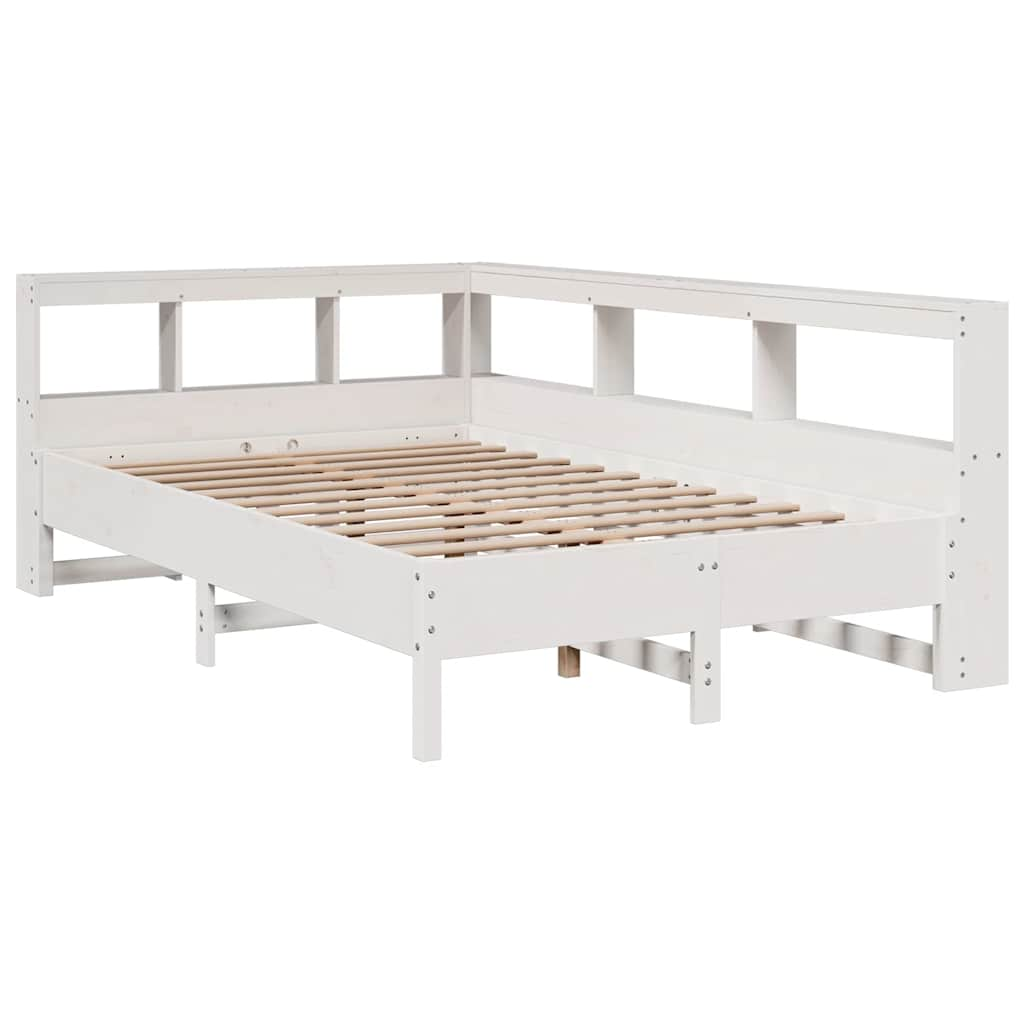 Lit bibliothèque sans matelas blanc 120x200 cm bois pin massif