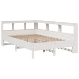 Lit bibliothèque sans matelas blanc 120x200 cm bois pin massif