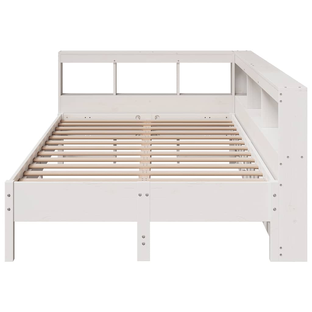 Lit bibliothèque sans matelas blanc 120x200 cm bois pin massif