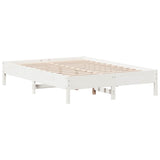 Lit bibliothèque sans matelas blanc 120x200 cm bois pin massif