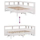 Lit bibliothèque sans matelas blanc 120x200 cm bois pin massif