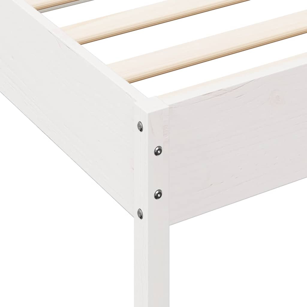 Lit bibliothèque sans matelas blanc 120x200 cm bois pin massif