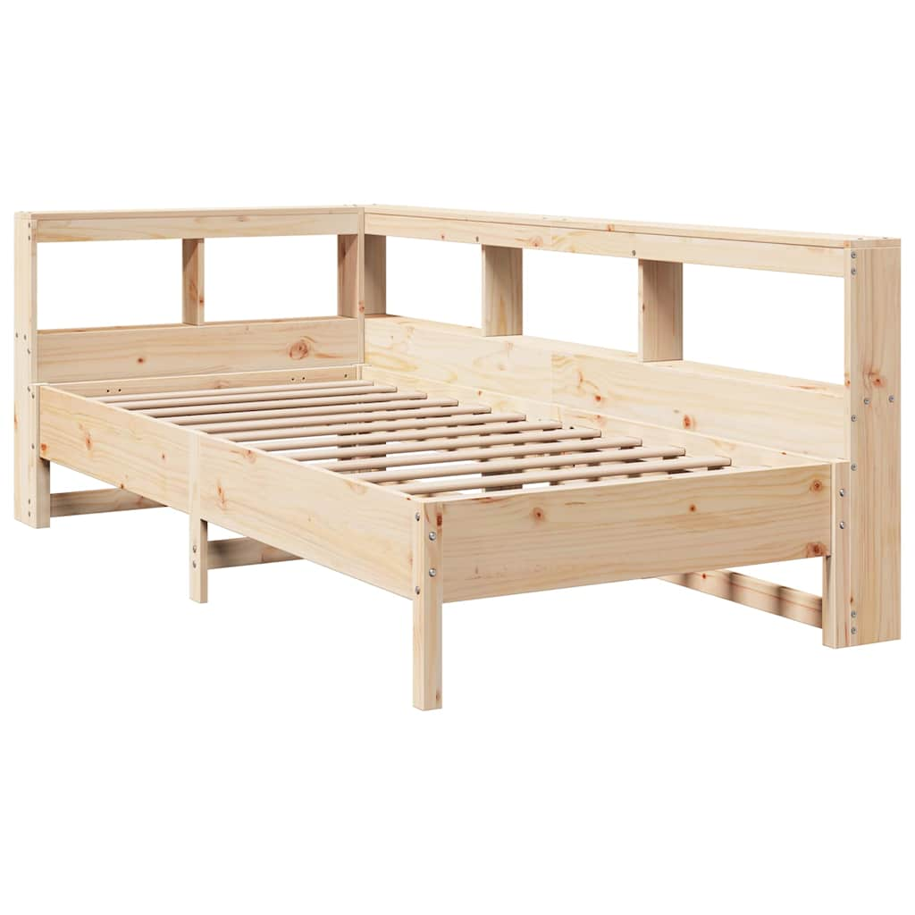 Lit bibliothèque sans matelas 100x200 cm bois massif de pin