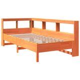 Lit bibliothèque sans matelas cire marron 100x200 cm pin massif