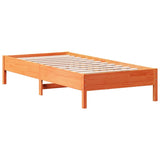 Lit bibliothèque sans matelas cire marron 100x200 cm pin massif