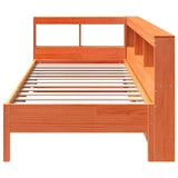 Lit bibliothèque sans matelas cire marron 90x200 cm pin massif