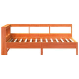 Lit bibliothèque sans matelas cire marron 90x200 cm pin massif