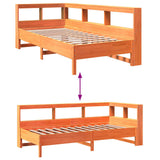 Lit bibliothèque sans matelas cire marron 90x200 cm pin massif