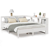 Lit bibliothèque sans matelas blanc 140x190 cm bois pin massif