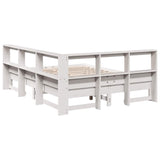 Lit bibliothèque sans matelas blanc 140x190 cm bois pin massif