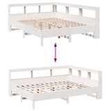 Lit bibliothèque sans matelas blanc 140x190 cm bois pin massif