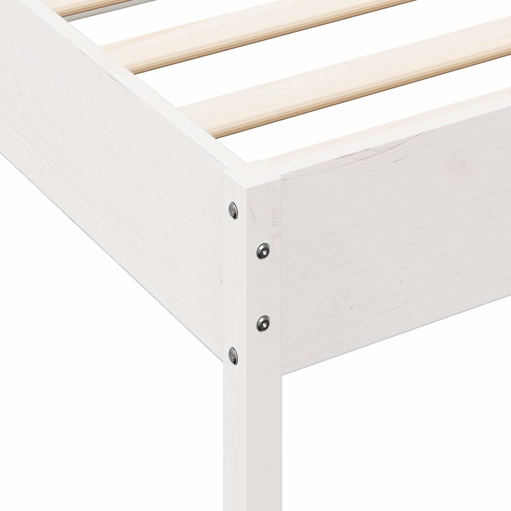 Lit bibliothèque sans matelas blanc 140x190 cm bois pin massif