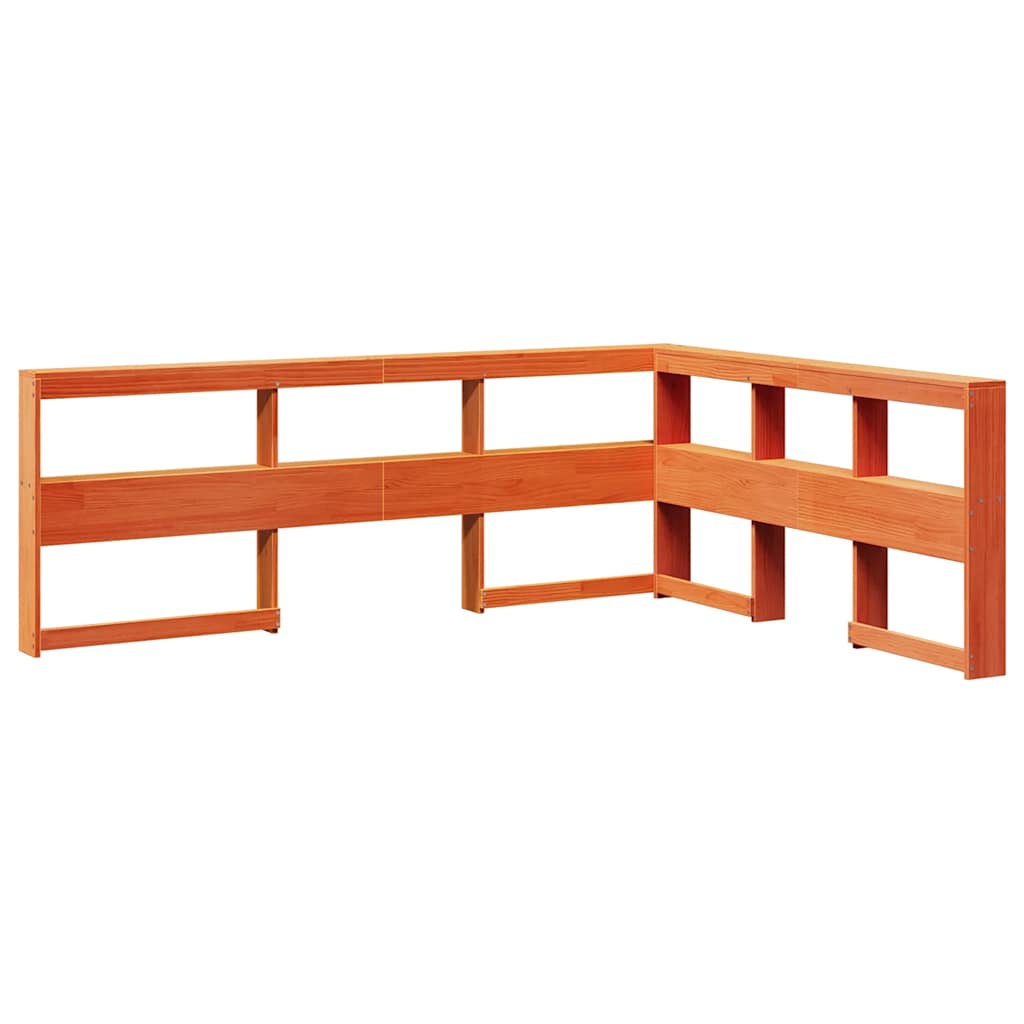 Lit bibliothèque sans matelas cire marron 140x190 cm pin massif