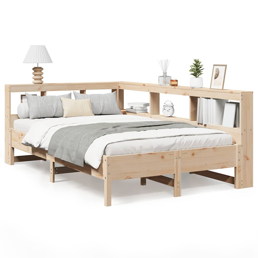 Lit bibliothèque sans matelas 135x190 cm bois de pin massif