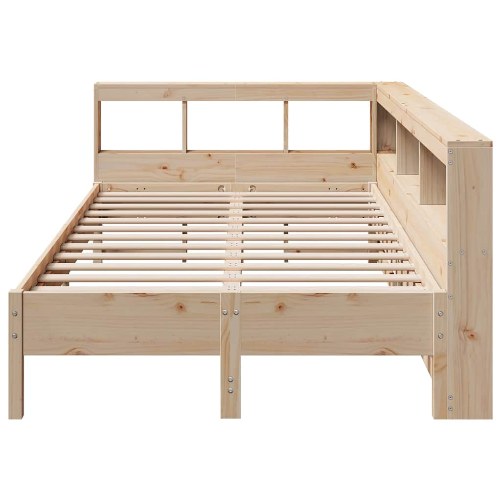 Lit bibliothèque sans matelas 135x190 cm bois de pin massif