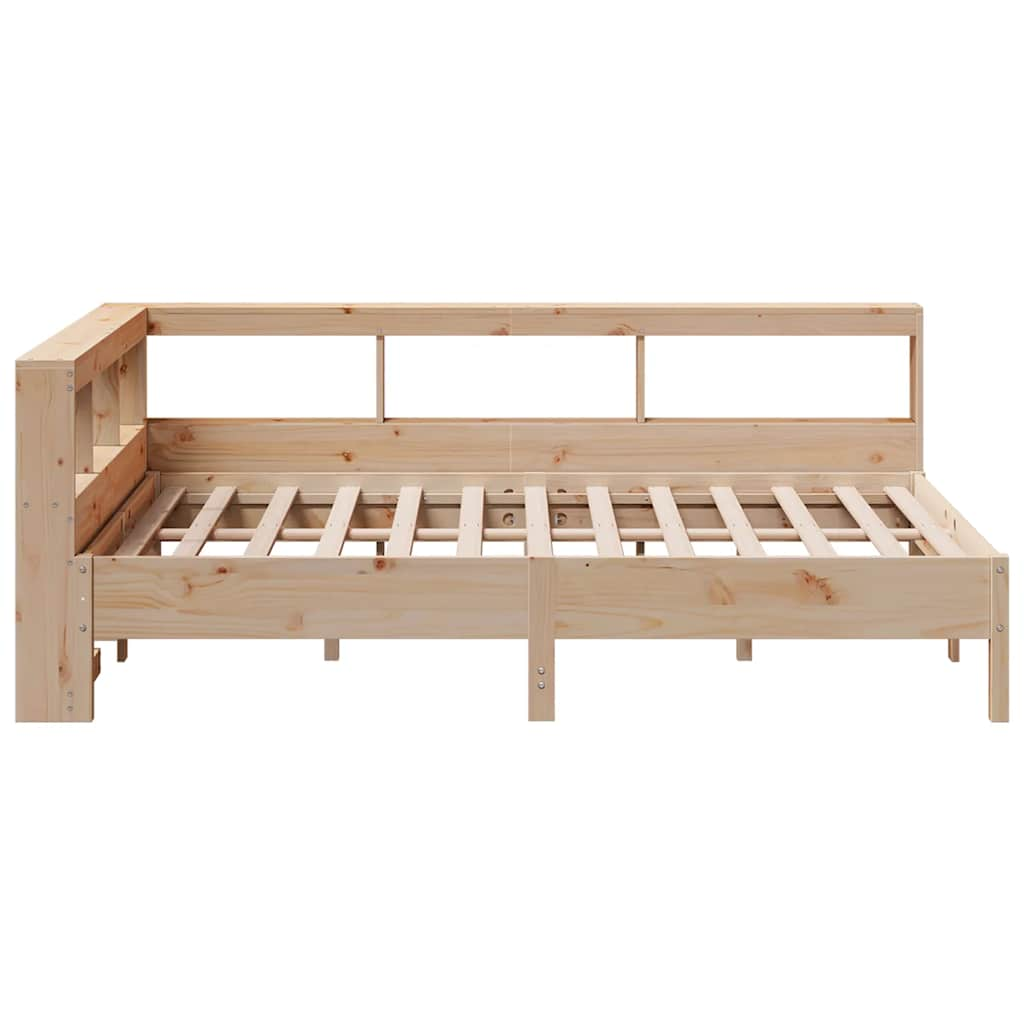 Lit bibliothèque sans matelas 135x190 cm bois de pin massif