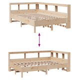 Lit bibliothèque sans matelas 135x190 cm bois de pin massif