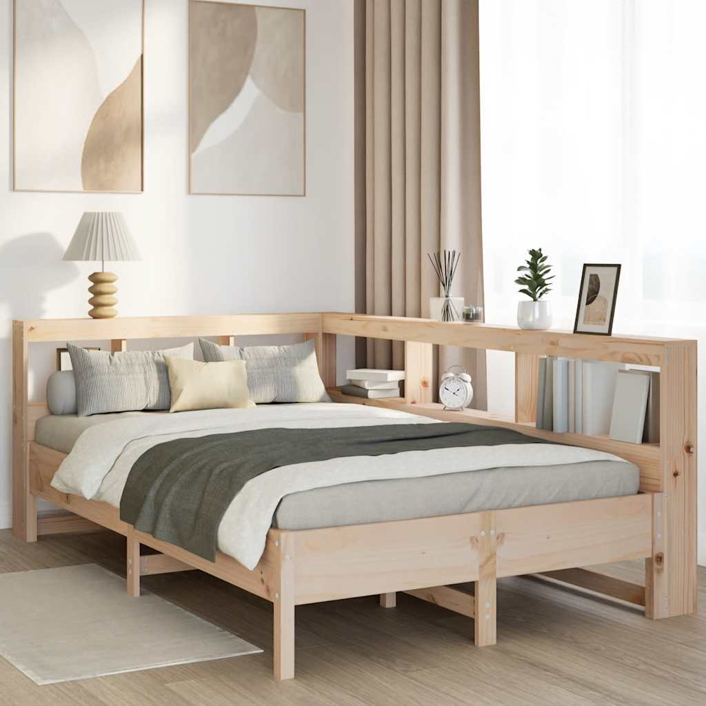 Lit bibliothèque sans matelas 135x190 cm bois de pin massif