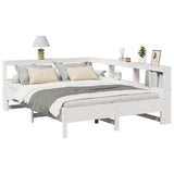 Lit bibliothèque sans matelas blanc 135x190 cm bois pin massif