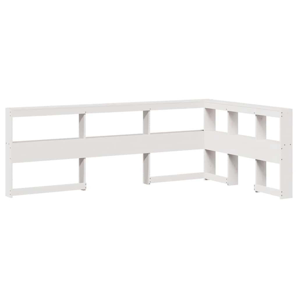 Lit bibliothèque sans matelas blanc 120x190 cm bois pin massif