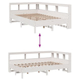 Lit bibliothèque sans matelas blanc 120x190 cm bois pin massif